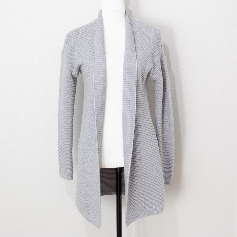 Vince Women's Gray Ribbed Knit Open Front Cardigan Sweater Size Small